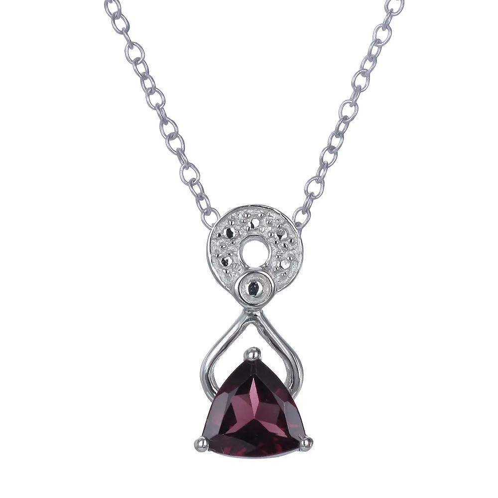 0.60 cttw Garnet Pendant Necklace .925 Sterling Silver 6 MM Trillion With Chain