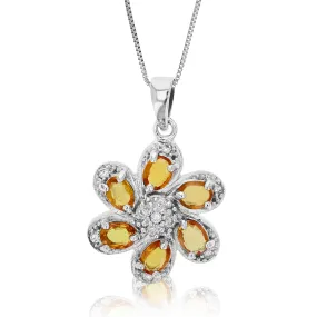 1 cttw Pendant Necklace, Yellow Sapphire Pendant Necklace for Women in .925 Sterling Silver, 18 Inch Chain, Prong Setting