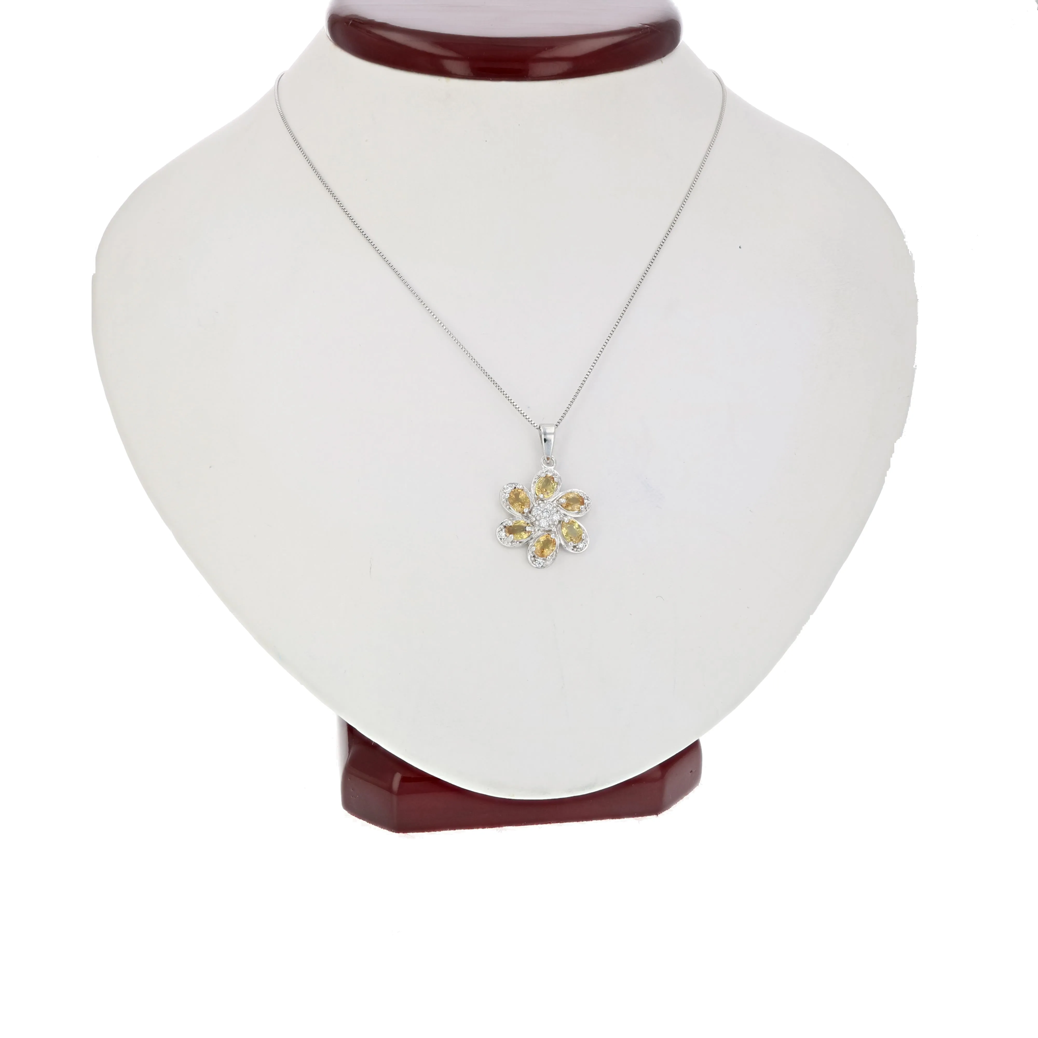 1 cttw Pendant Necklace, Yellow Sapphire Pendant Necklace for Women in .925 Sterling Silver, 18 Inch Chain, Prong Setting
