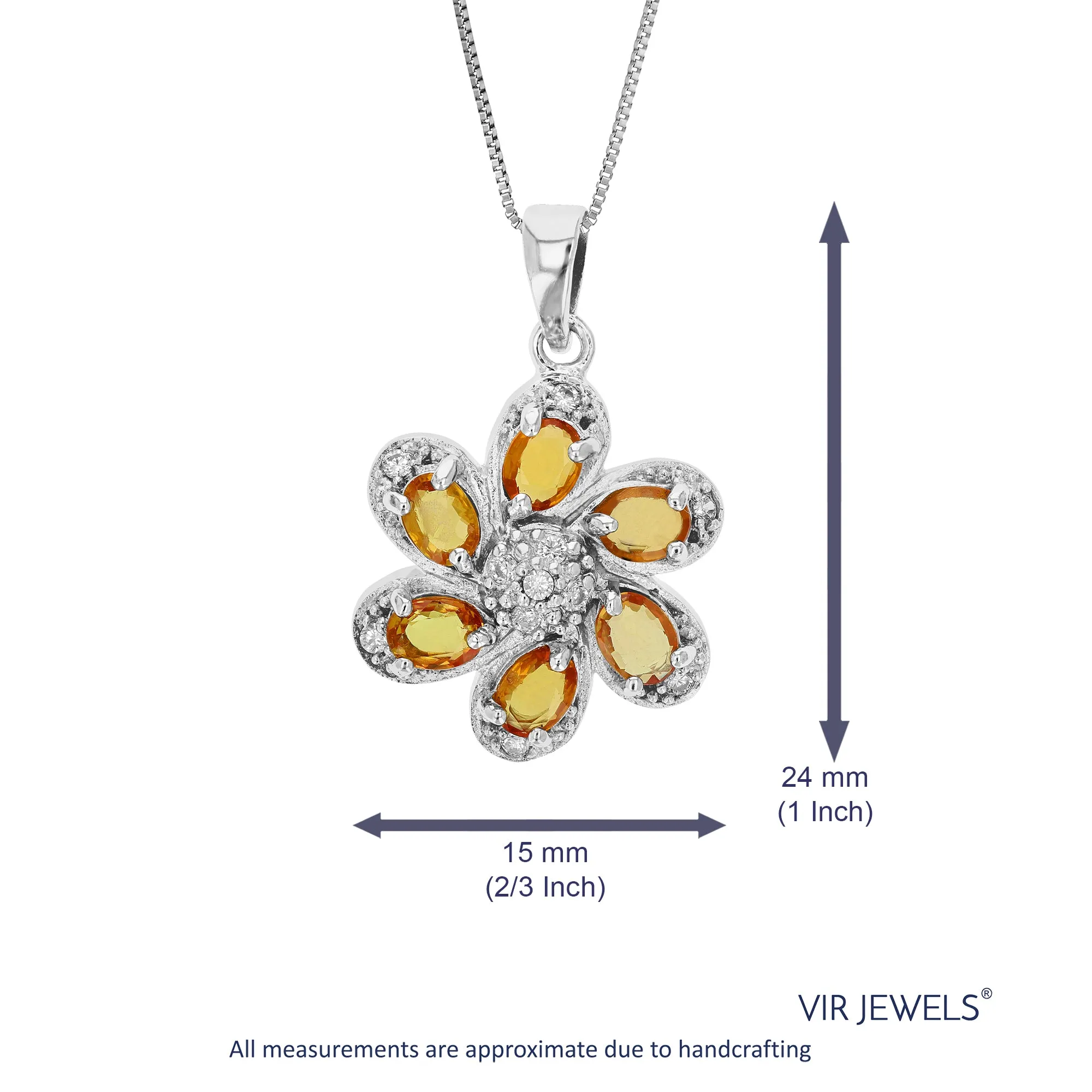 1 cttw Pendant Necklace, Yellow Sapphire Pendant Necklace for Women in .925 Sterling Silver, 18 Inch Chain, Prong Setting