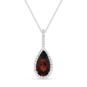 1.15ct Garnet 16"Pendant Necklace in 14K White Gold