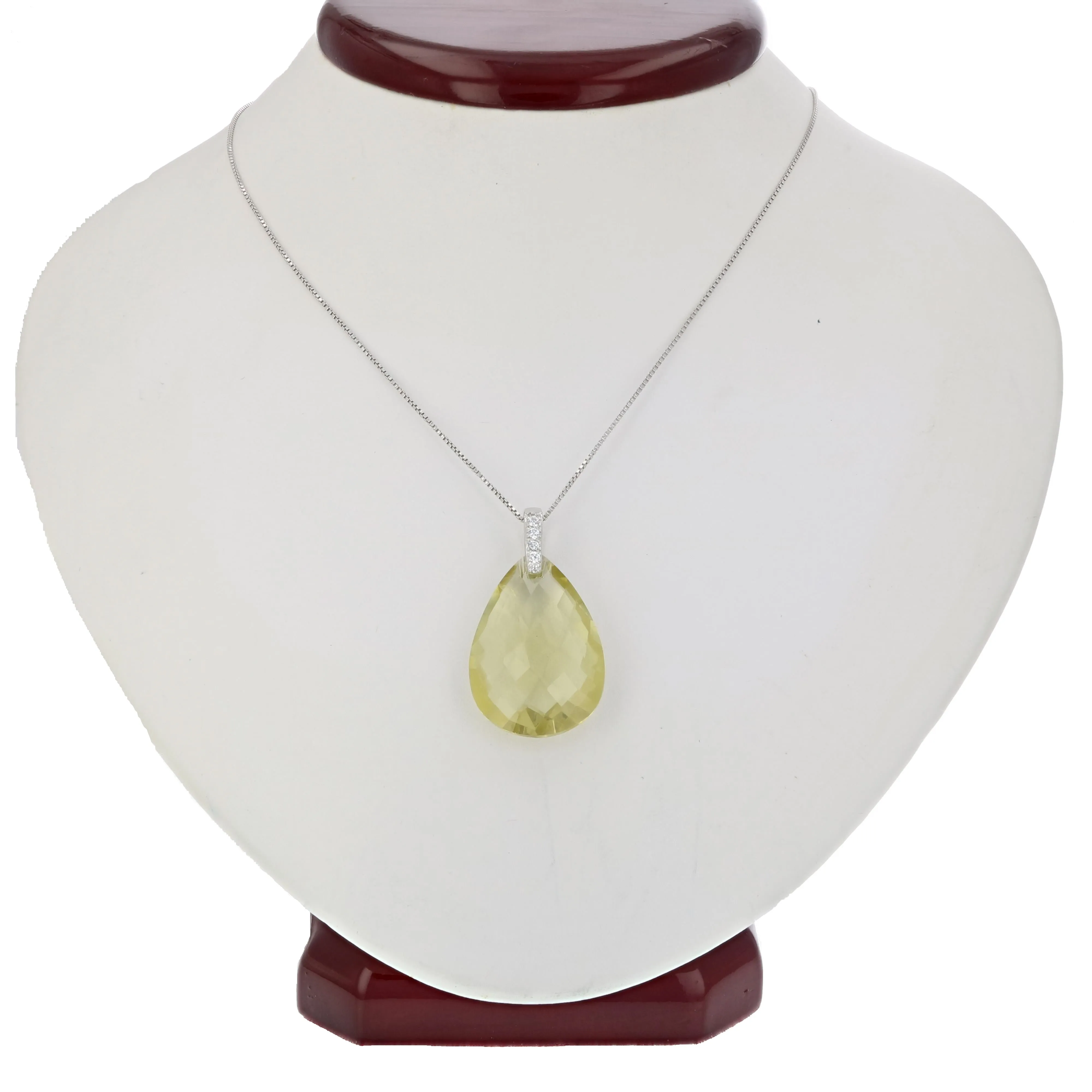 14 cttw Pendant Necklace, Lemon Quartz Pendant Necklace for Women in .925 Sterling Silver with 18 Inch Chain, Prong Setting