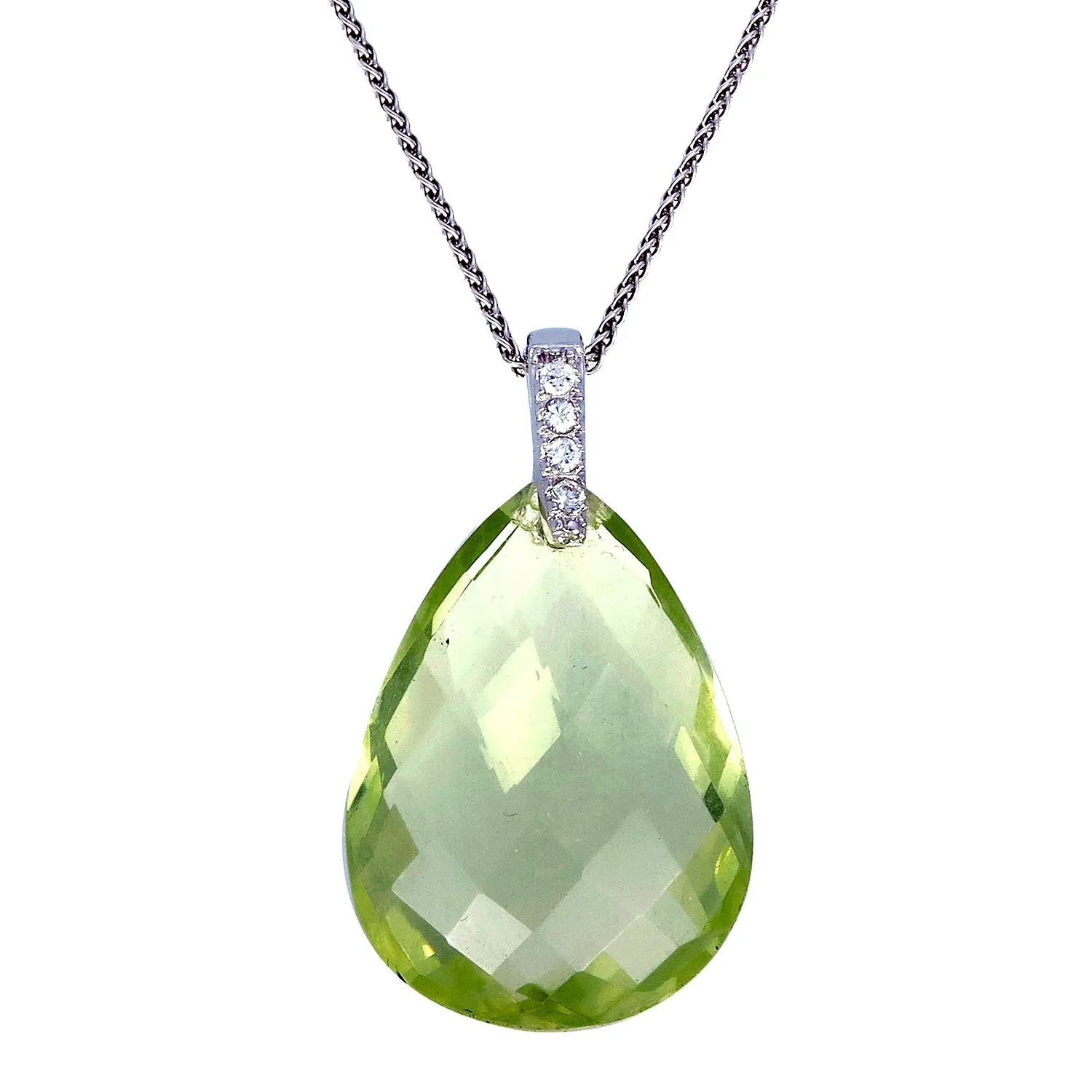 14 cttw Pendant Necklace, Lemon Quartz Pendant Necklace for Women in .925 Sterling Silver with 18 Inch Chain, Prong Setting