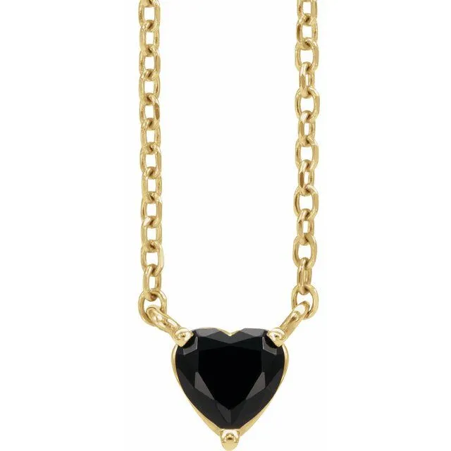 14k Gold 4mm Gemstone Heart 16-18" Necklaces
