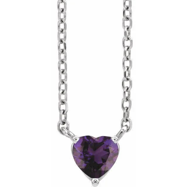14k Gold 4mm Gemstone Heart 16-18" Necklaces