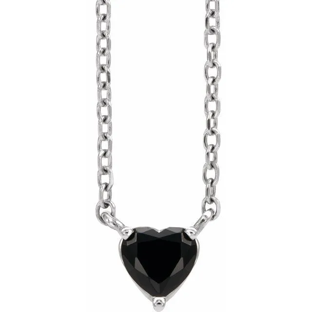 14k Gold 4mm Gemstone Heart 16-18" Necklaces