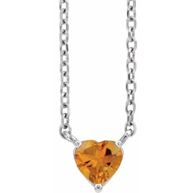 14k Gold 4mm Gemstone Heart 16-18" Necklaces