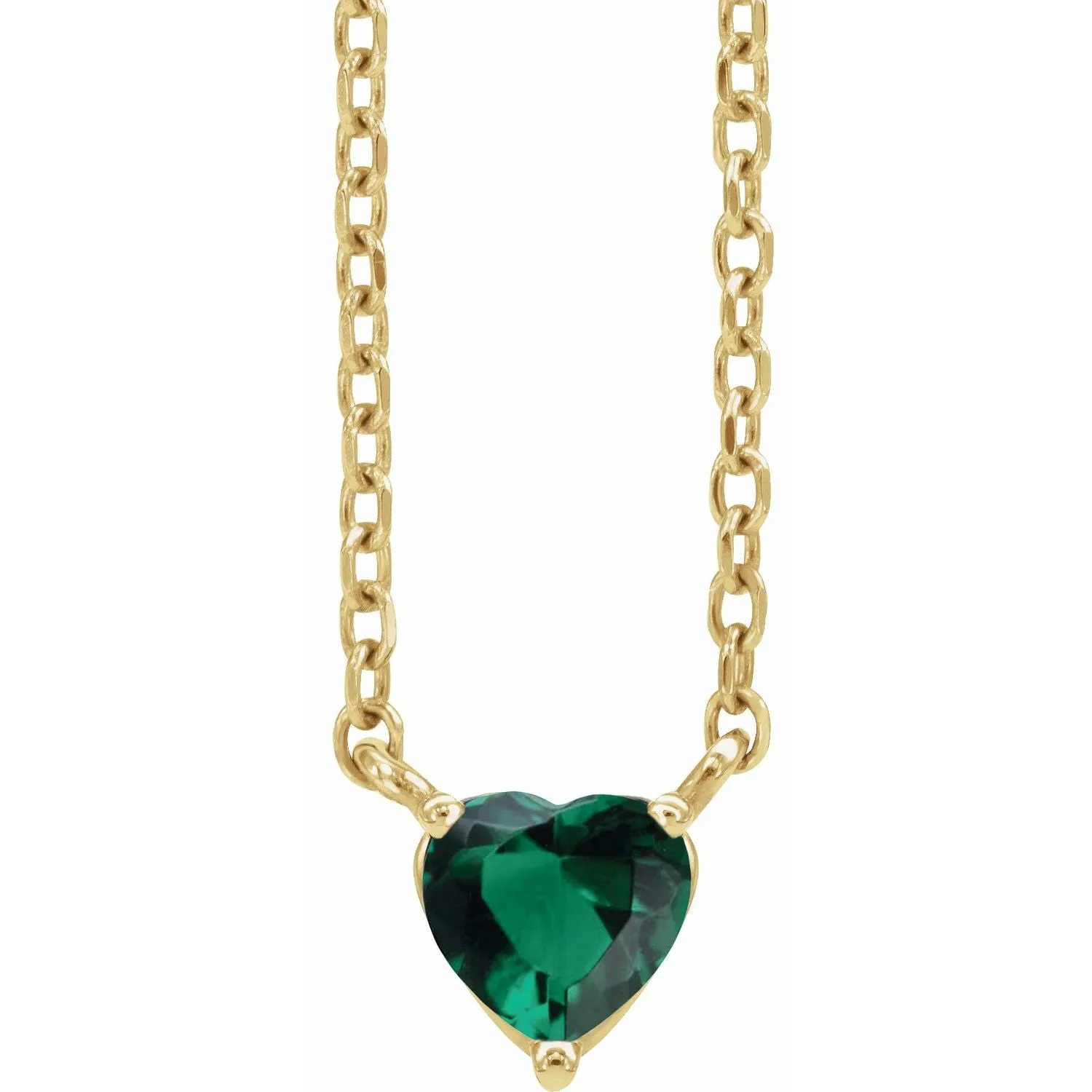 14k Gold 4mm Gemstone Heart 16-18" Necklaces