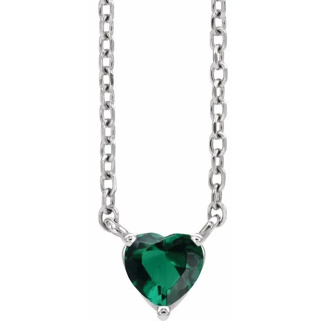 14k Gold 4mm Gemstone Heart 16-18" Necklaces