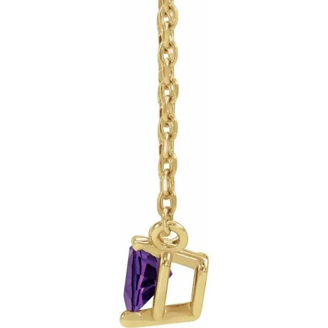 14k Gold 4mm Gemstone Heart 16-18" Necklaces
