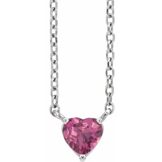 14k Gold 4mm Gemstone Heart 16-18" Necklaces