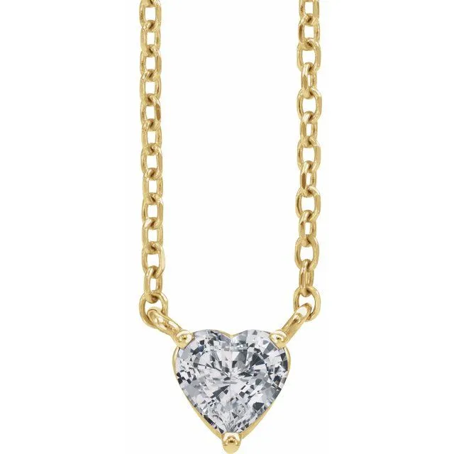 14k Gold 4mm Gemstone Heart 16-18" Necklaces