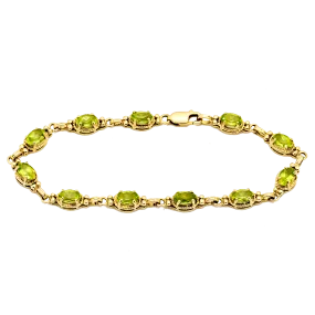 14K Gold & Brilliant Peridot Tennis Bracelet - 7"