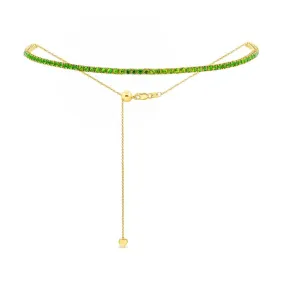 14K Gold & Emerald Adjustable Choker Necklace - 3.41ct