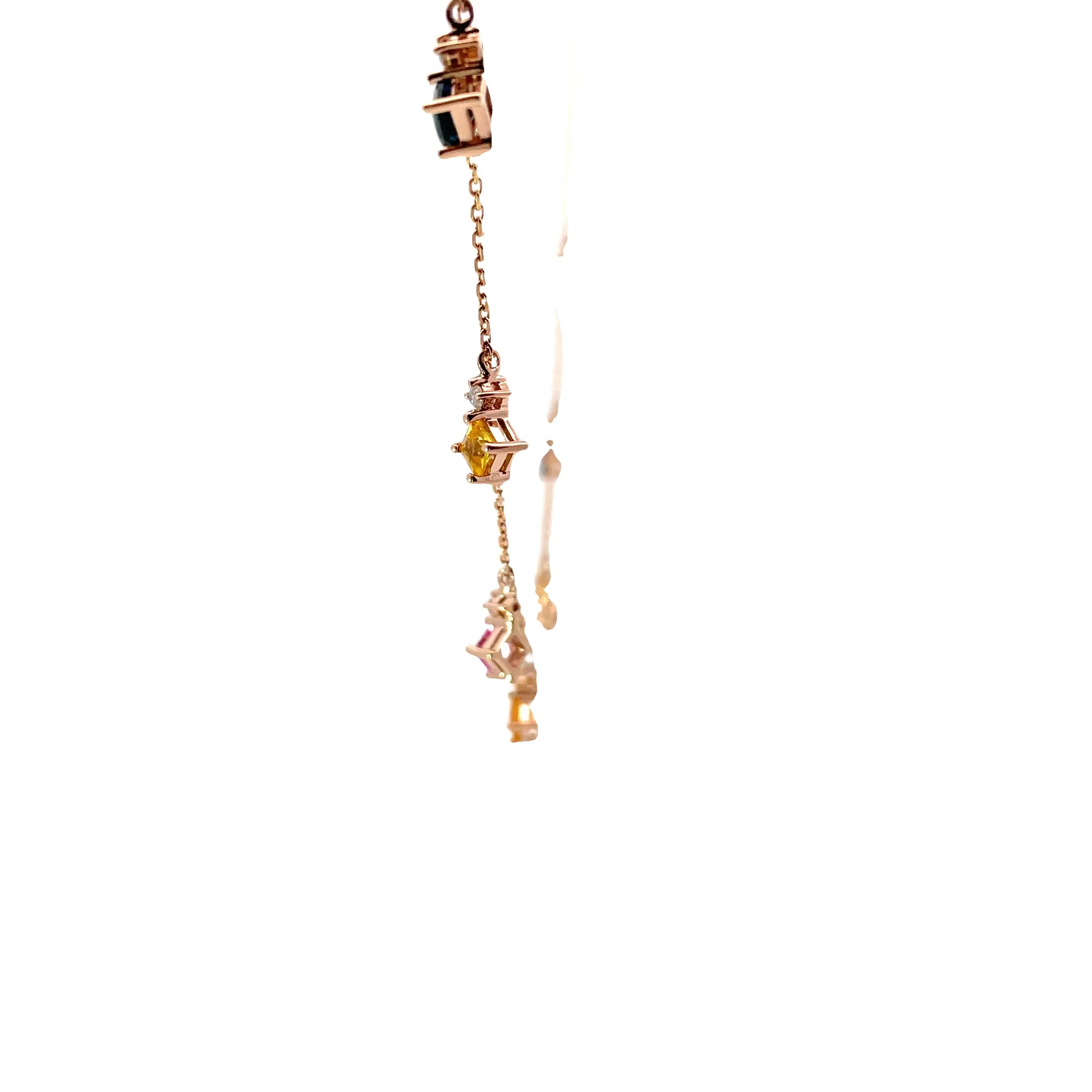 14K Rose Gold Sapphire Diamond Station Necklace