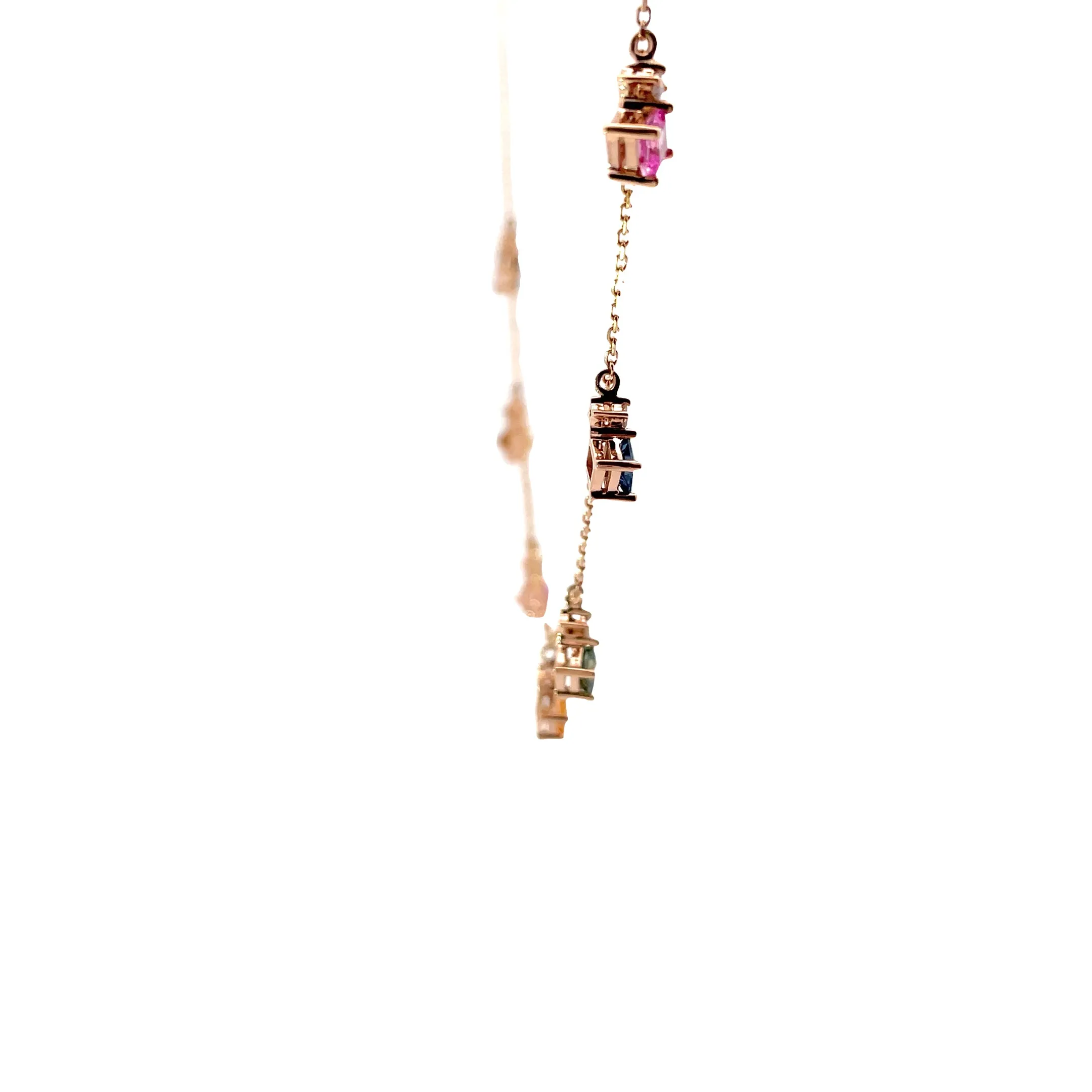 14K Rose Gold Sapphire Diamond Station Necklace