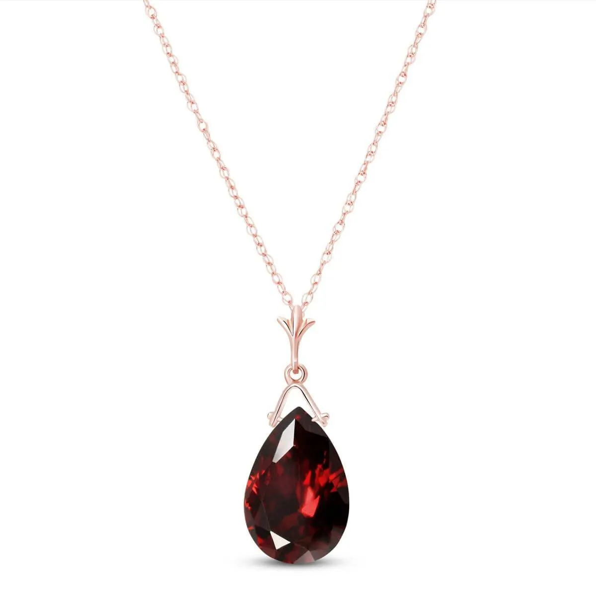 14K Solid Rose Gold Briolette Garnet Necklace