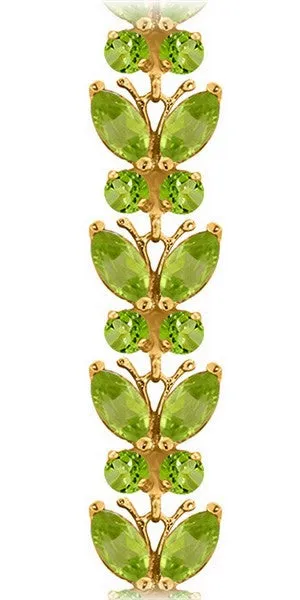 14K Solid Rose Gold Butterfly Bracelet w/ Peridots