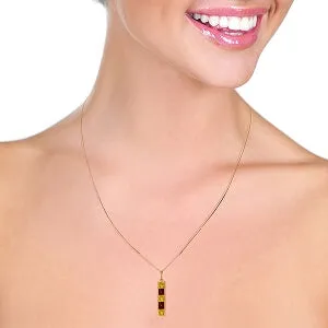 14K Solid Rose Gold Natural Citrine & Garnet Necklace
