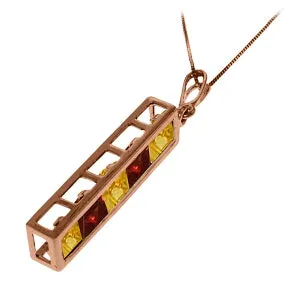 14K Solid Rose Gold Natural Citrine & Garnet Necklace