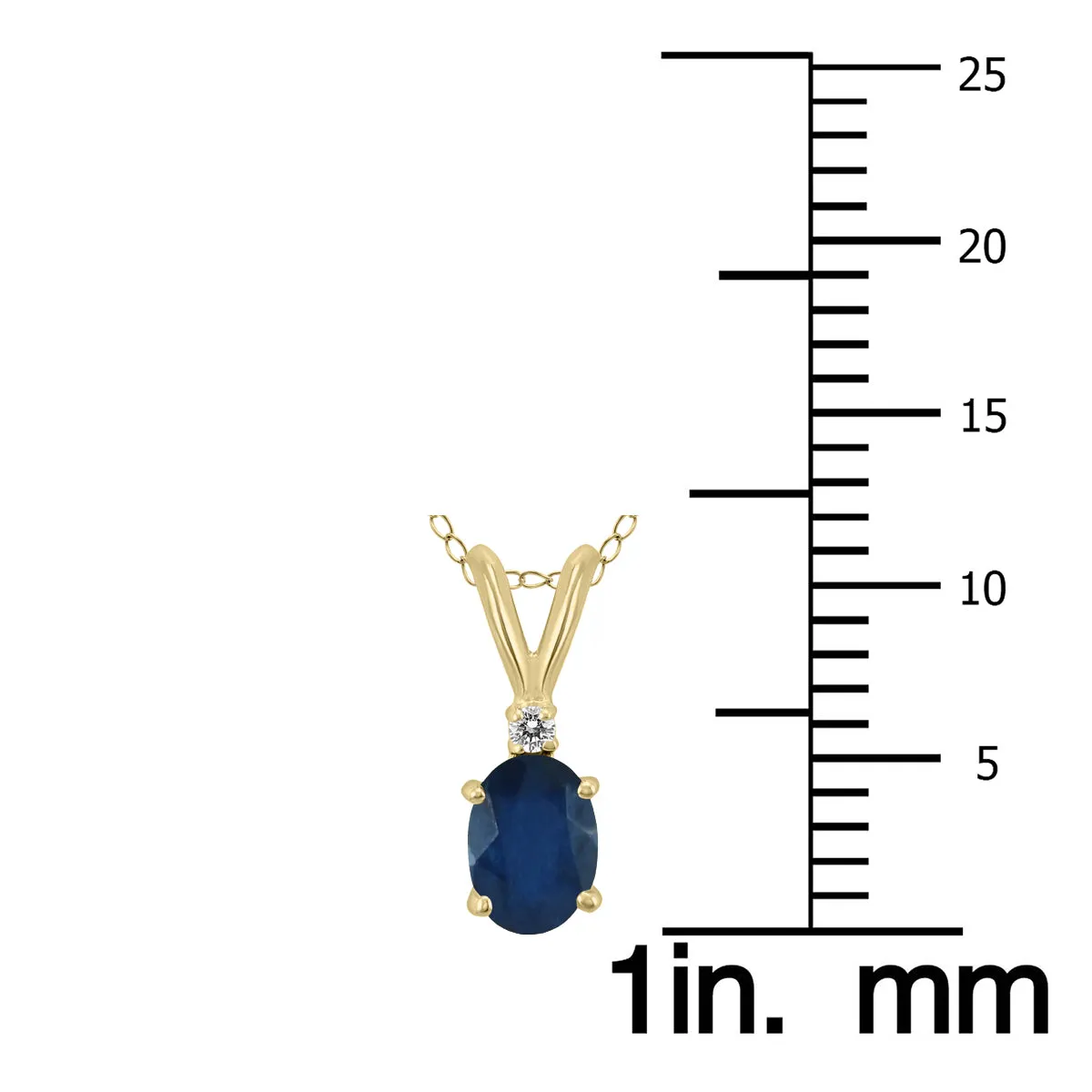 14K Yellow Gold 5X3Mm Oval Sapphire And Diamond Pendant