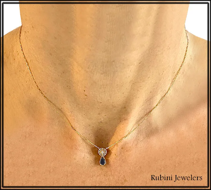 14Kt Gold Antique Reproduction Diamond and Sapphire Necklace