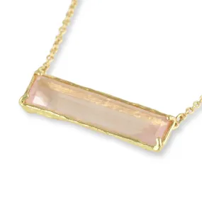14kt Yellow Gold Horizontal-Set Rose Quartz Baguette