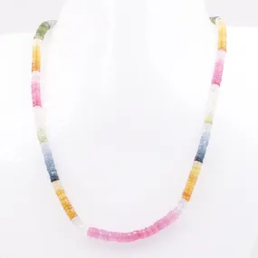 14KY MultiColor Sapphire Necklace Faceted Wheel Gemstone Necklace Sapphire Necklace Beaded Necklace SKU 6143203