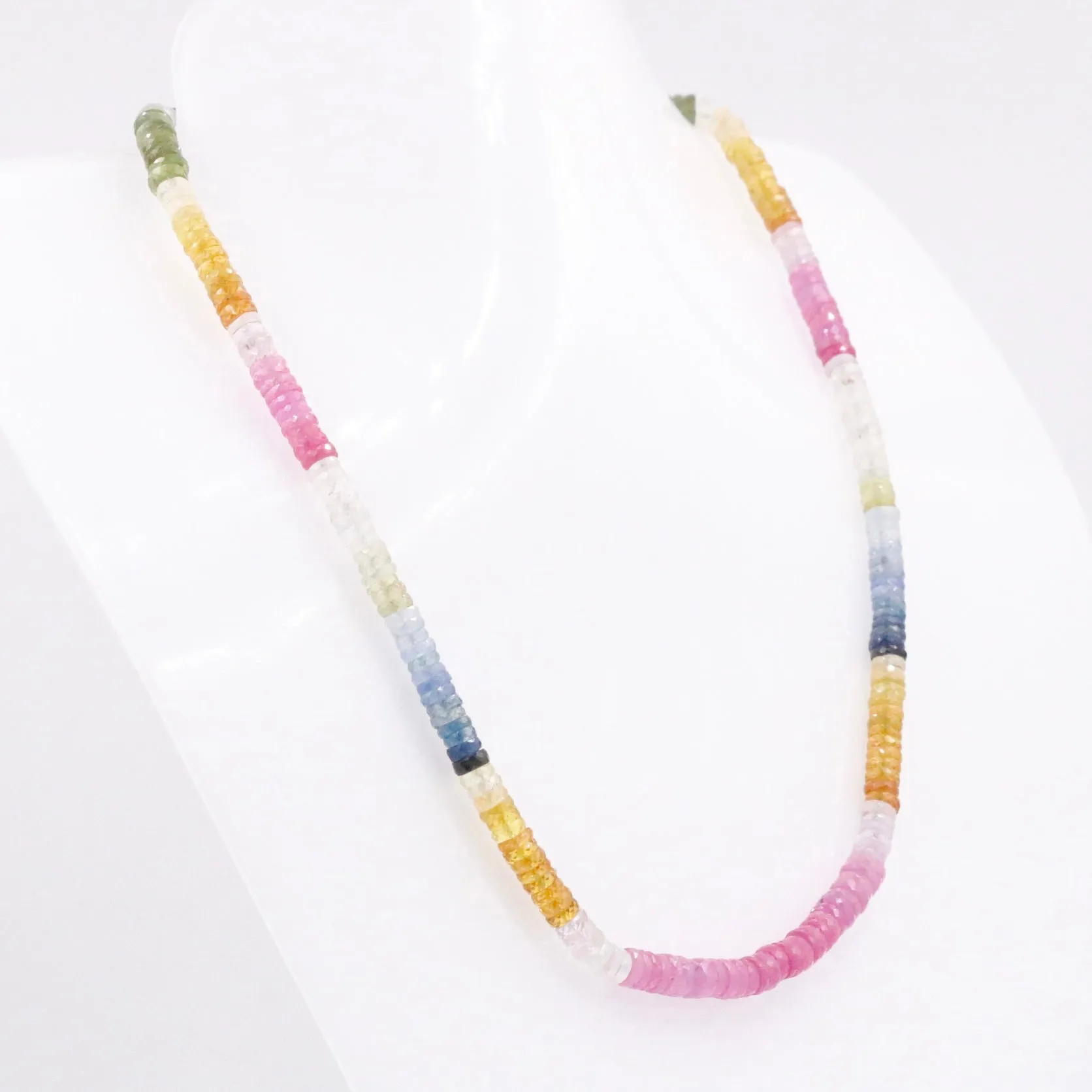 14KY MultiColor Sapphire Necklace Faceted Wheel Gemstone Necklace Sapphire Necklace Beaded Necklace SKU 6143203
