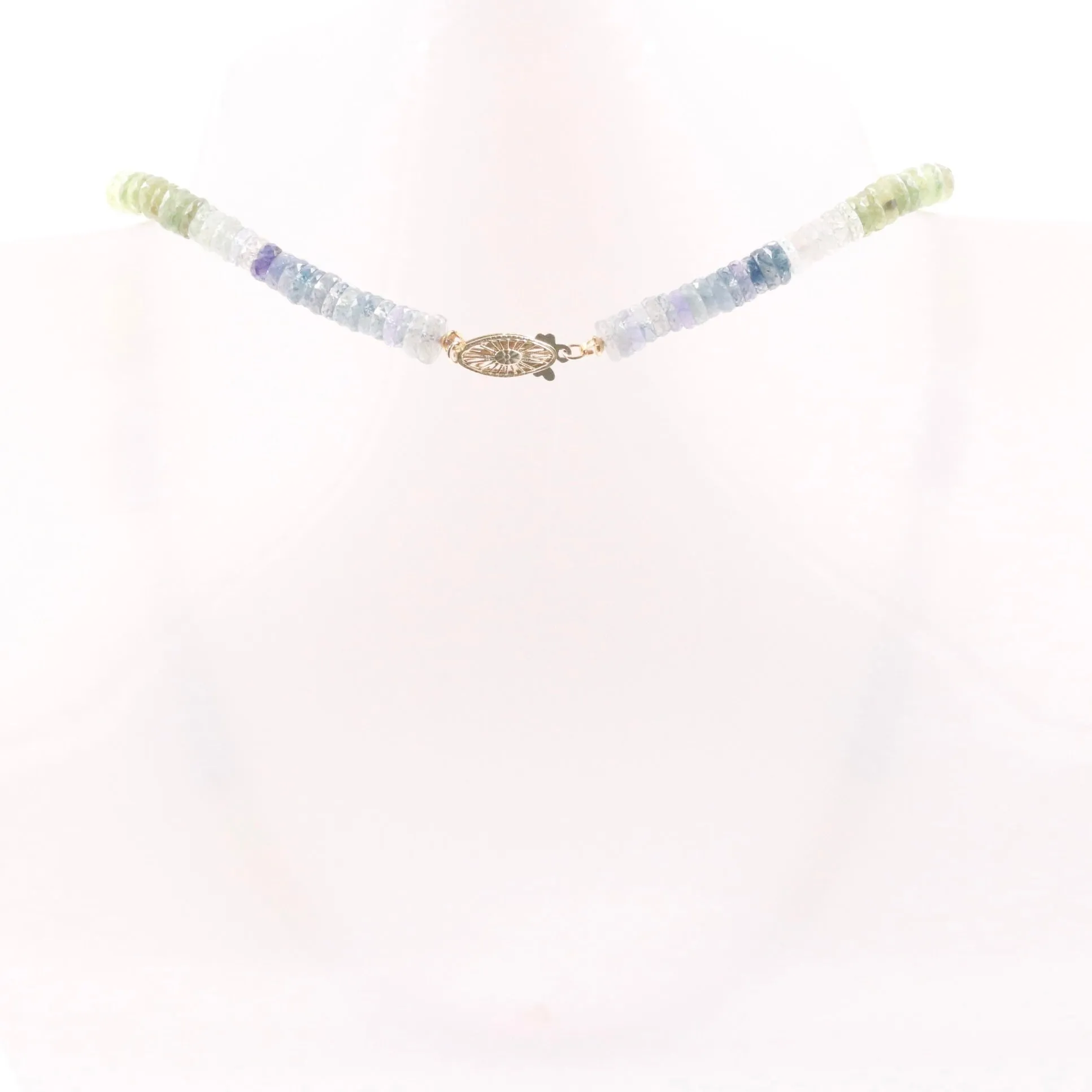 14KY MultiColor Sapphire Necklace Faceted Wheel Gemstone Necklace Sapphire Necklace Beaded Necklace SKU 6143203