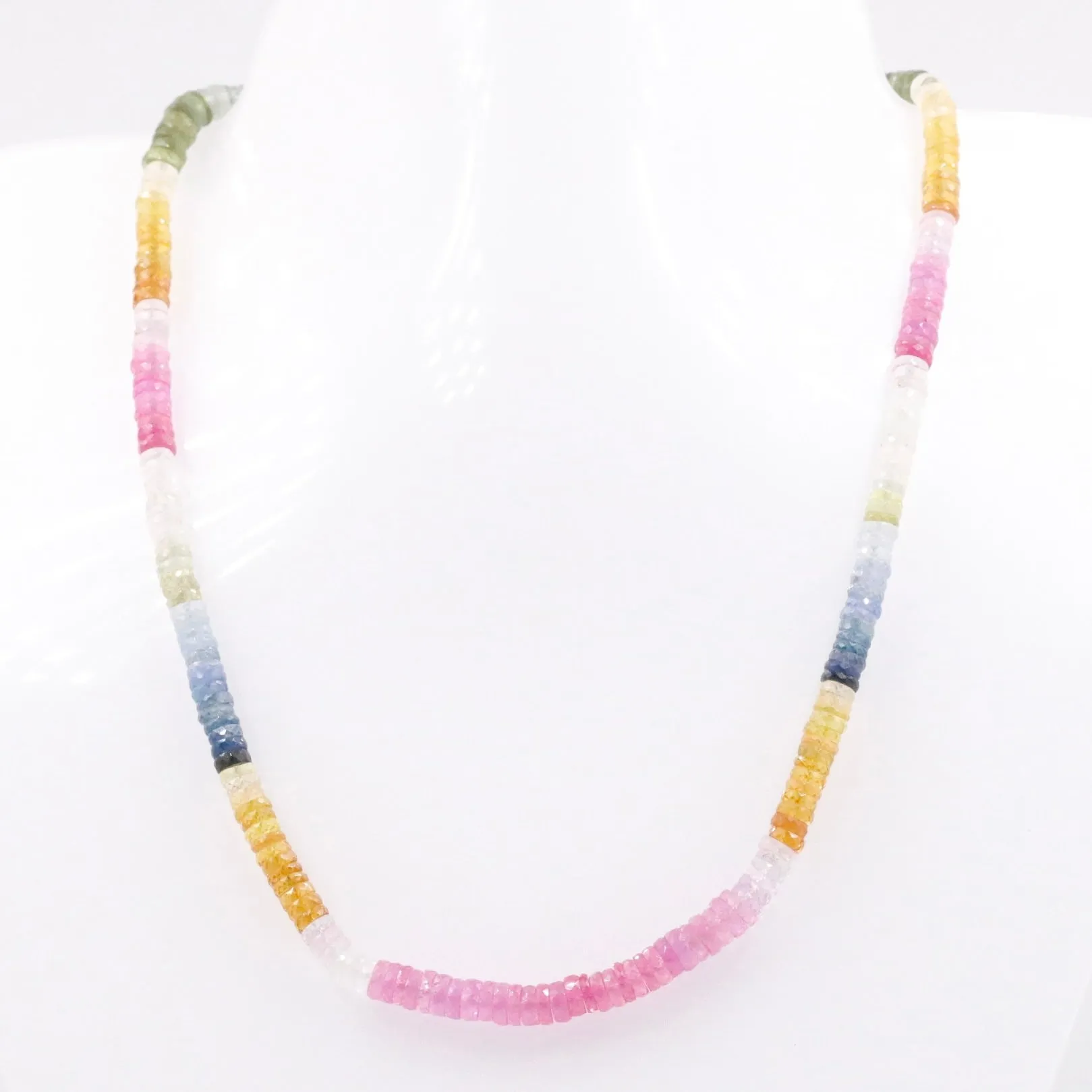 14KY MultiColor Sapphire Necklace Faceted Wheel Gemstone Necklace Sapphire Necklace Beaded Necklace SKU 6143203
