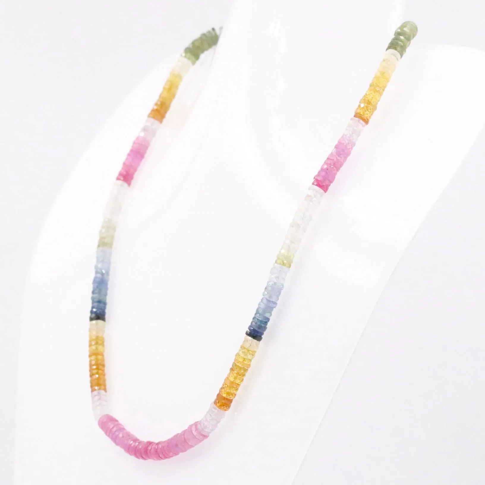 14KY MultiColor Sapphire Necklace Faceted Wheel Gemstone Necklace Sapphire Necklace Beaded Necklace SKU 6143203