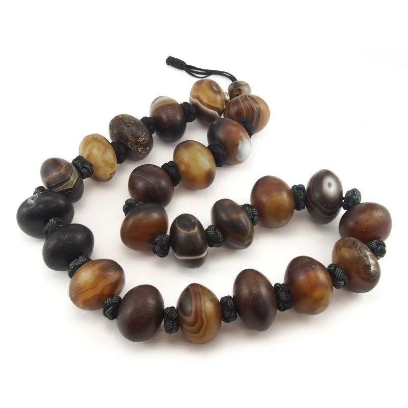 18-19th C. Tibetan Banded Agate Necklace