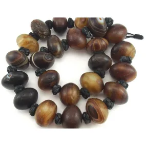 18-19th C. Tibetan Banded Agate Necklace