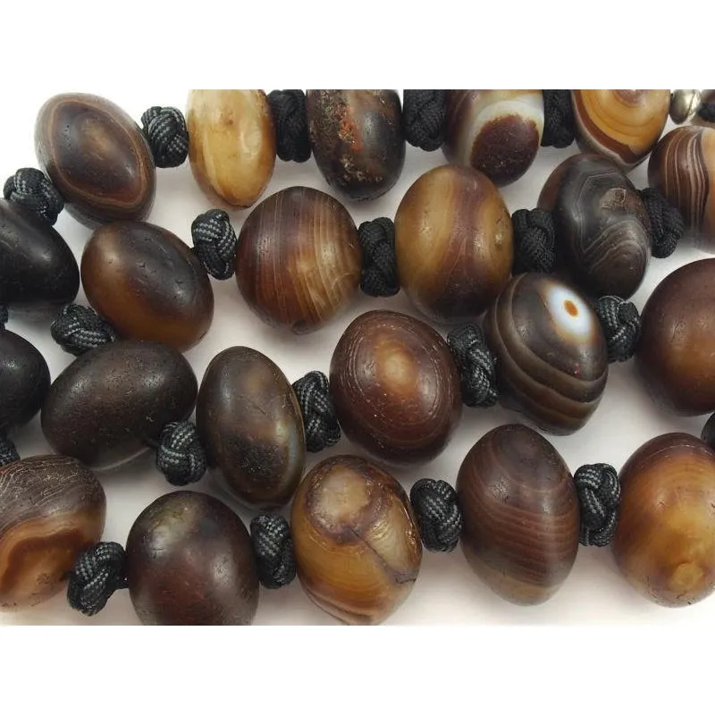 18-19th C. Tibetan Banded Agate Necklace