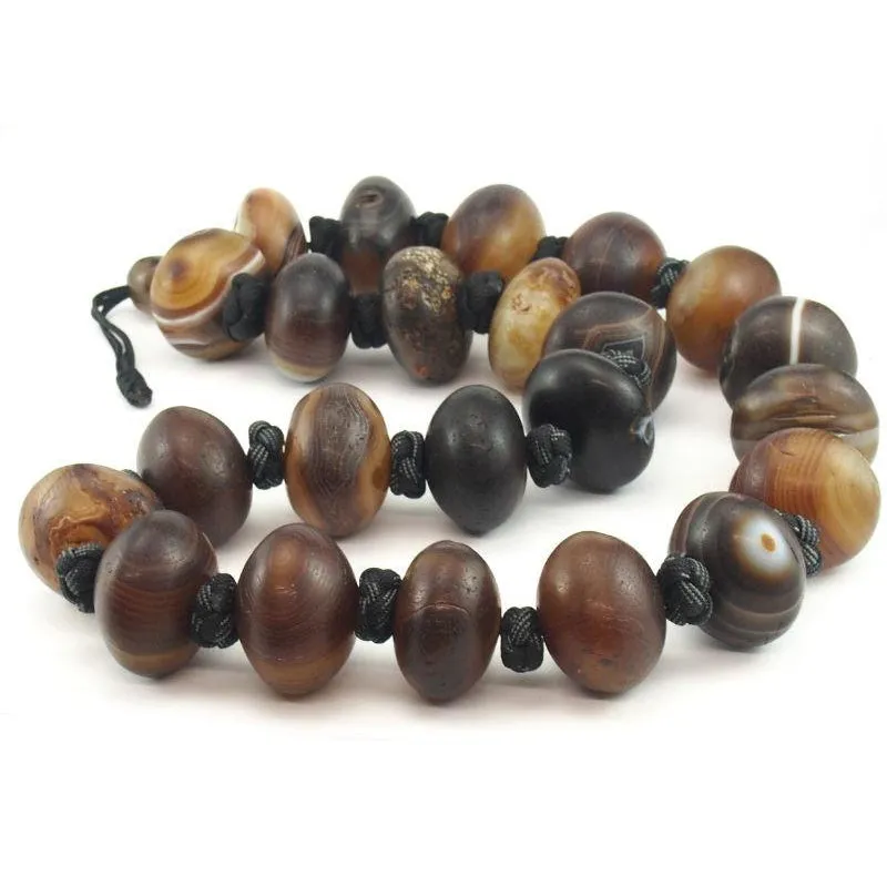 18-19th C. Tibetan Banded Agate Necklace