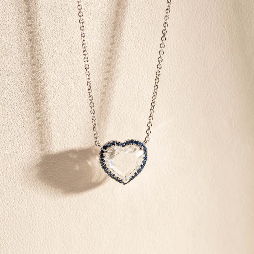 18ct White Gold 1.74ct Diamond & Sapphire Pendant