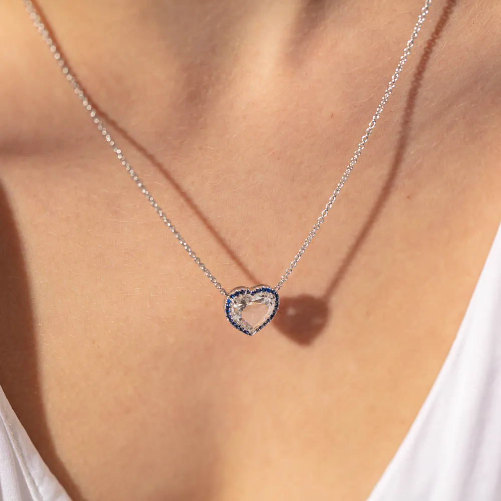 18ct White Gold 1.74ct Diamond & Sapphire Pendant