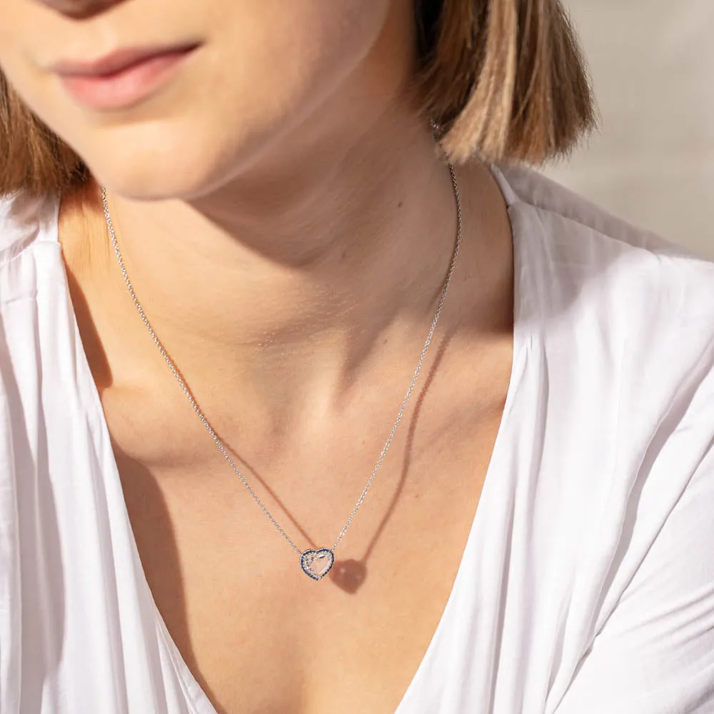 18ct White Gold 1.74ct Diamond & Sapphire Pendant
