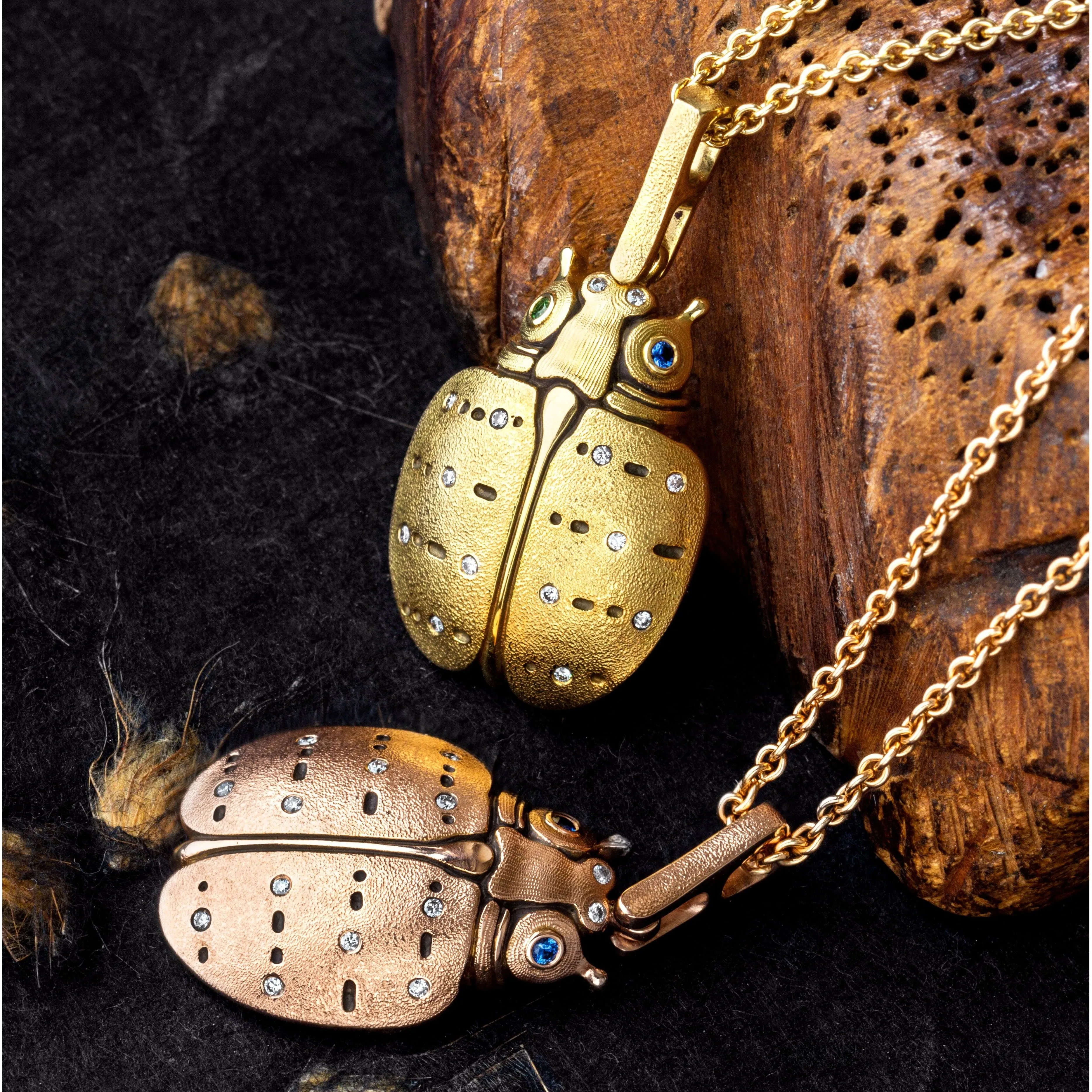 18K Rose Gold Big Bug Sapphire & Diamond Pendant - M-125RS