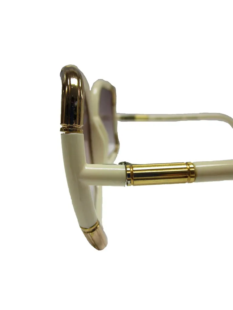 1970s Ted Lapidus Ivory and Gold Sunshades