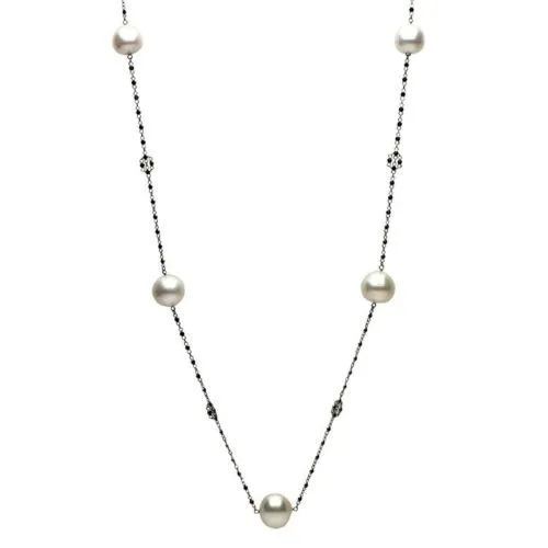 5.60CT RHODOLITE GARNET & PINK PEARL 18KT ROSE GOLD BY THE YARD TIN CUP NECKLACE