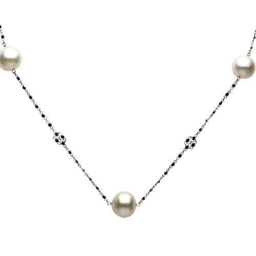5.60CT RHODOLITE GARNET & PINK PEARL 18KT ROSE GOLD BY THE YARD TIN CUP NECKLACE