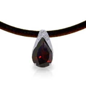 6 Carat 14K Solid White Gold Leather Necklace Natural Garnet
