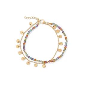 7" 1" Two Strand, Multi Stone Bracelet