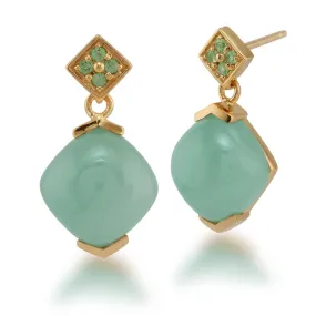 925er Sterlingsilber Jade & Peridot Fallen/ Lang Ohrringe
