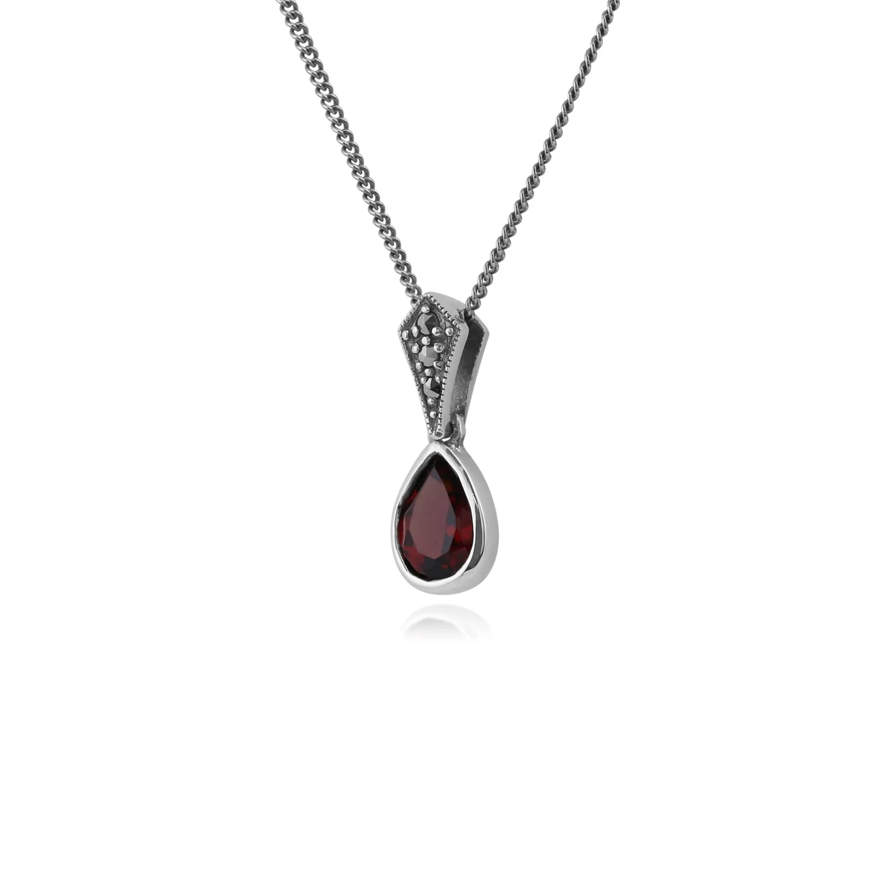 925er Sterlingsilber Markasit & Granat 18zoll Halskette