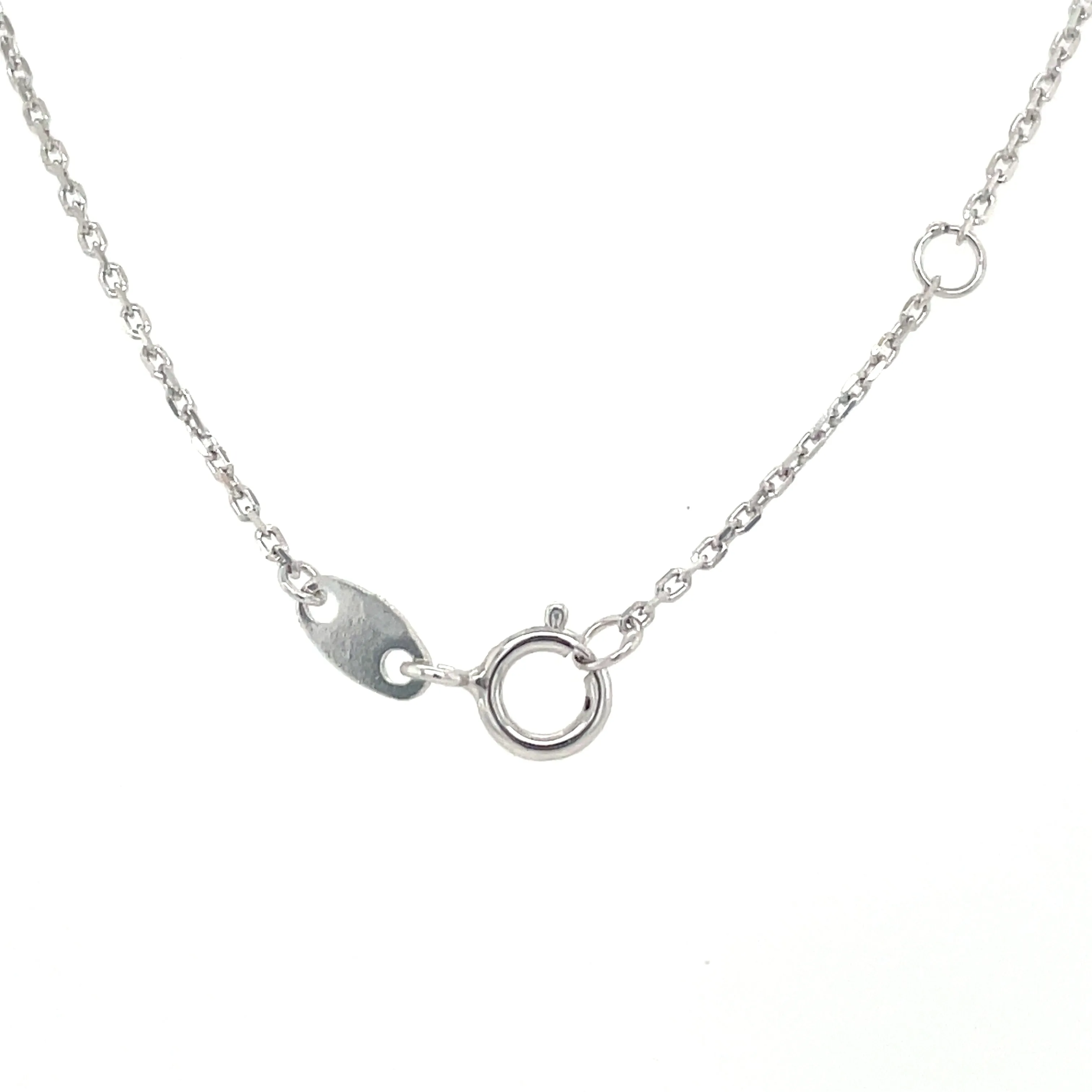 9ct White Gold Oval Sapphire & Diamond Pendant