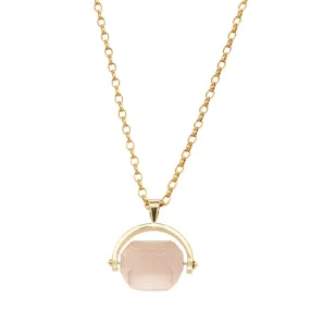 9ct Yellow Gold Rose Quartz Spinner Pendant