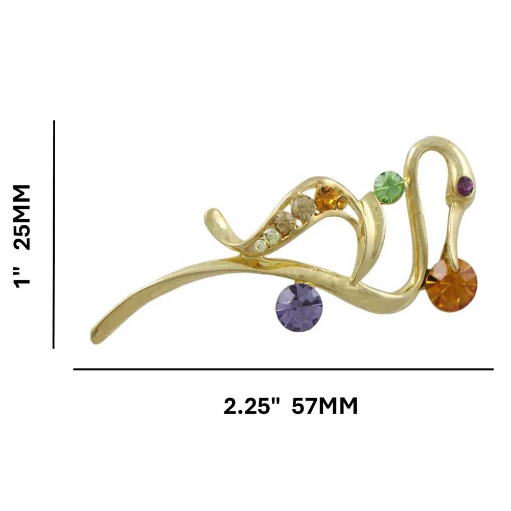Abstract Crystal Swan Brooch Pin - PRS715